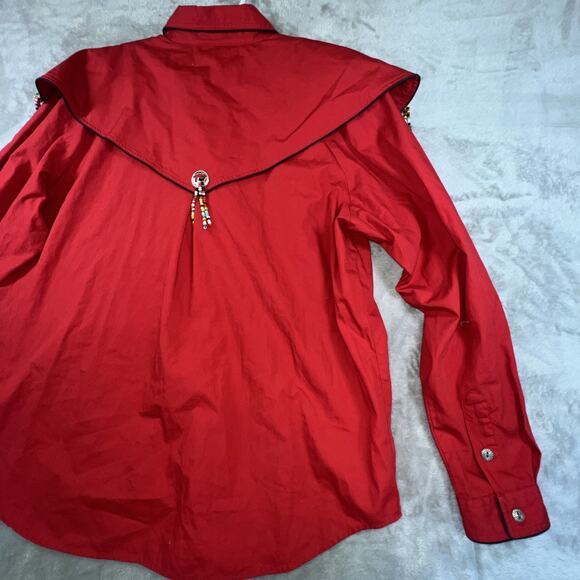 Westbound Red Embroidered Bead Embellished Native American Shirt Women Sz L - Picture 11 of 13